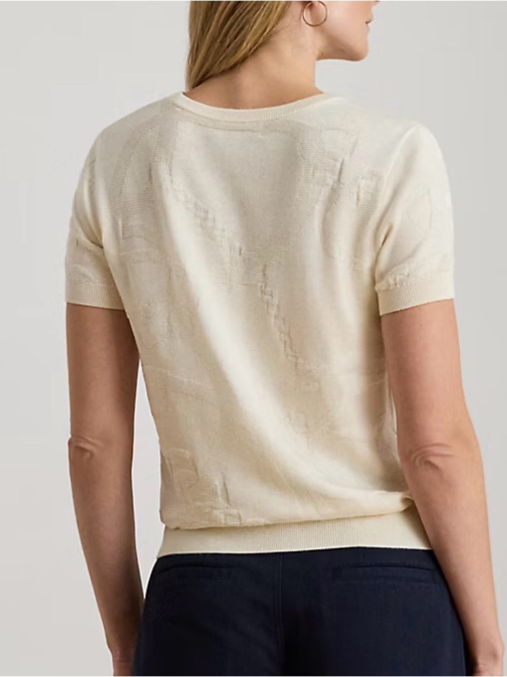 Women Ralph Lauren Cream Belting Equestrian Short Sleeve Summer sweater top XL - Picture 3 of 8